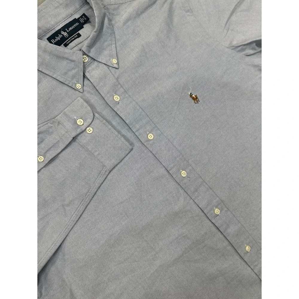 Polo Ralph Lauren Mens Custom Fit 17-34/35 Button Down Shirt Blue XXL Long Sleev